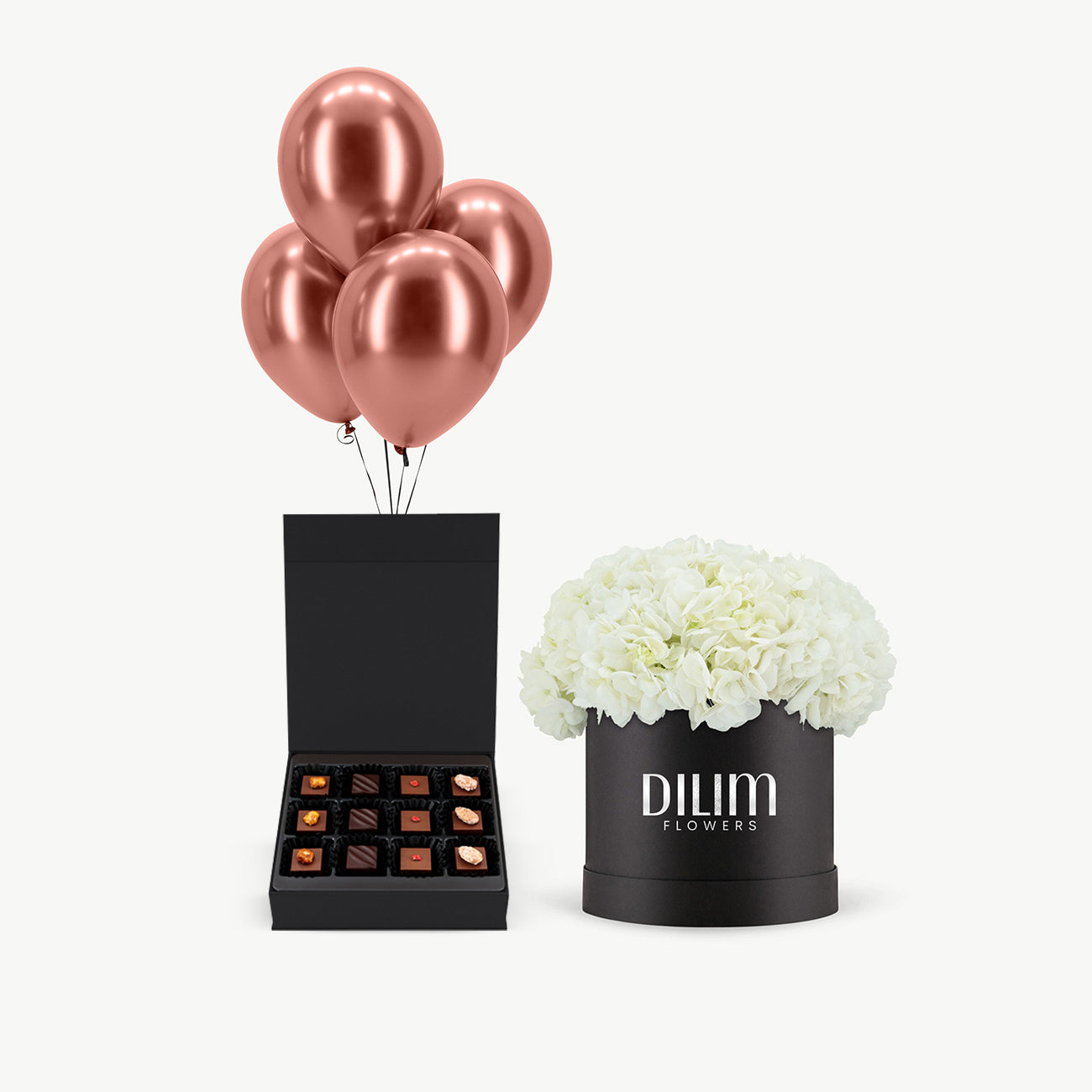 White  Hydrangea Box with happiness Kit