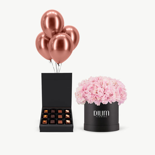 Pink Hydrangea Box with happiness Kit