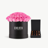 Pink Rose Box with chocolate