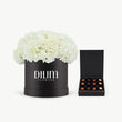 White  Hydrangea Box with chocolate
