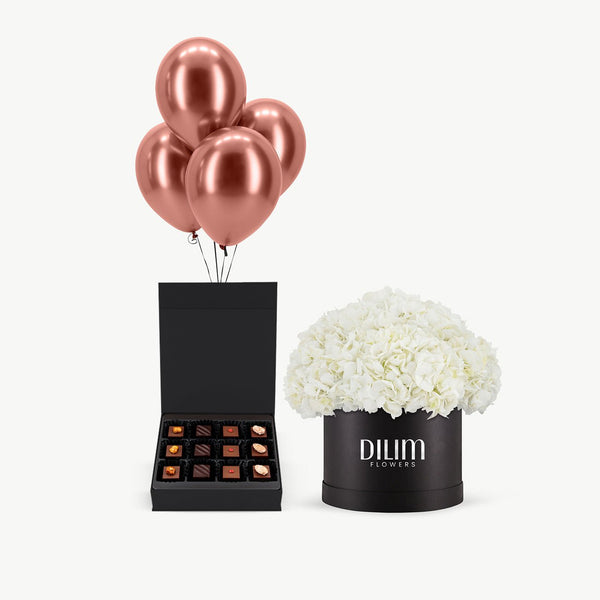 White  Hydrangea Box with happiness Kit