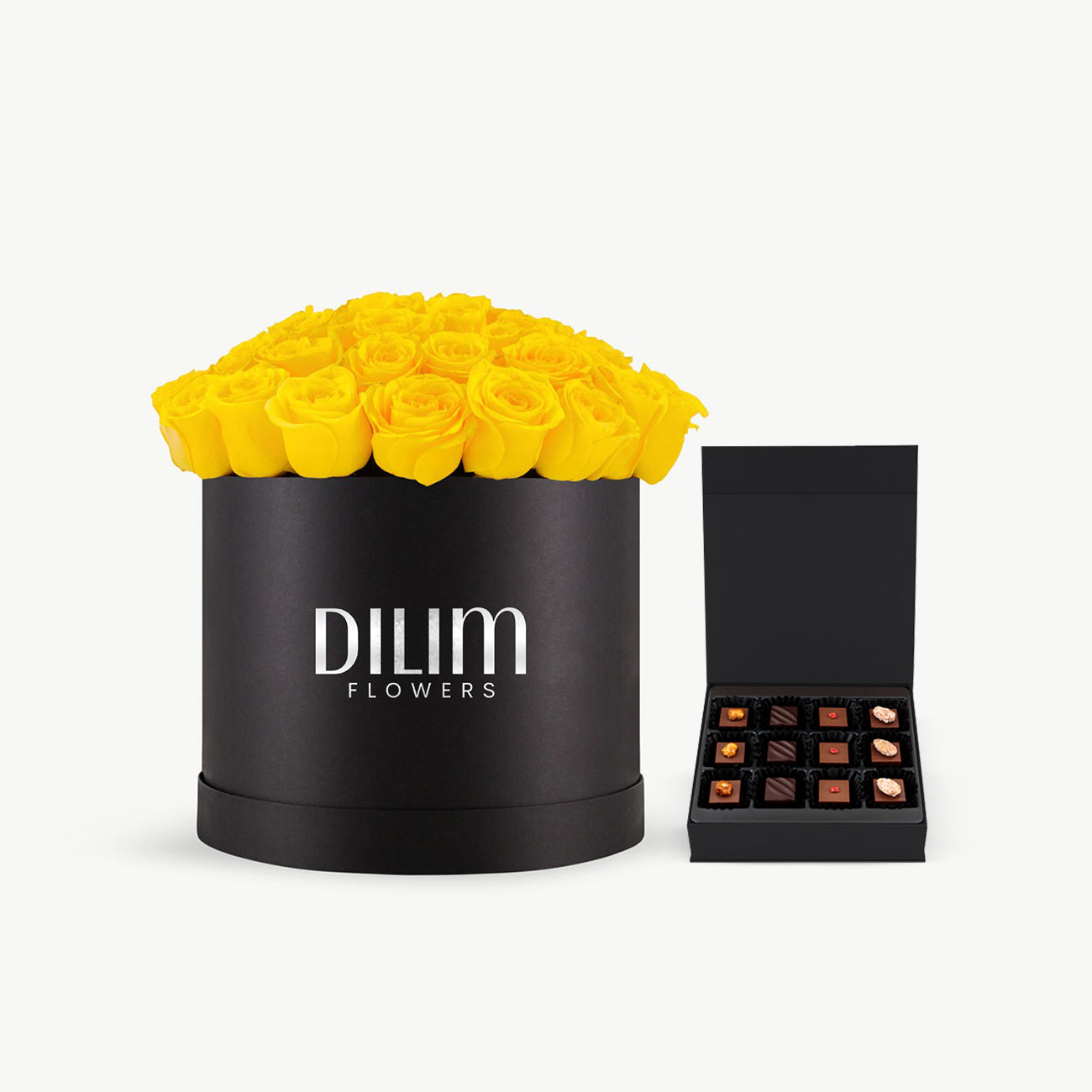 Yellow Rose Box With Chocolate